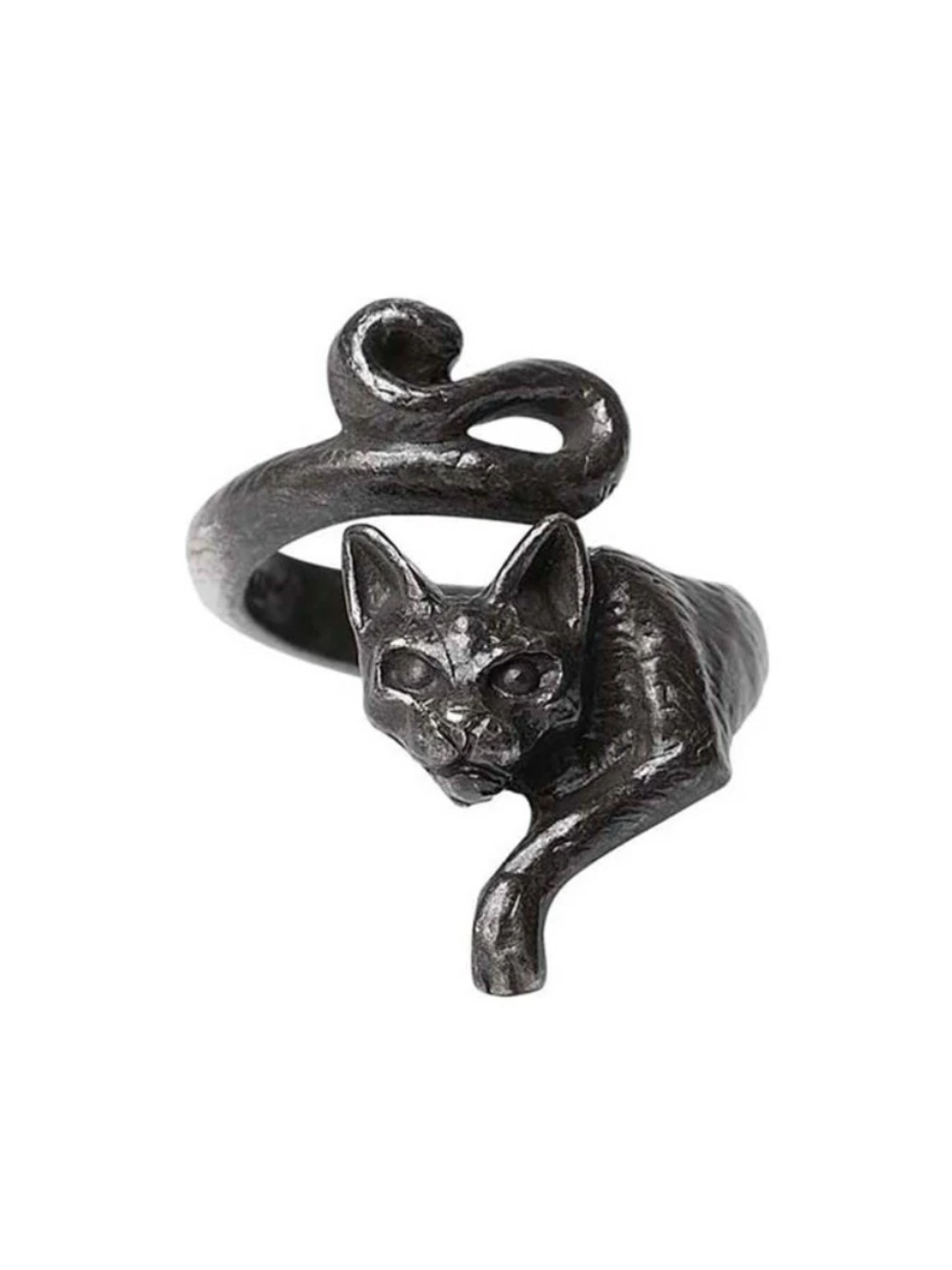 Black Cat Wrap Ring - Le Chat Noir Alchemy Gothic Cat kitty ring size 8.5/9.5